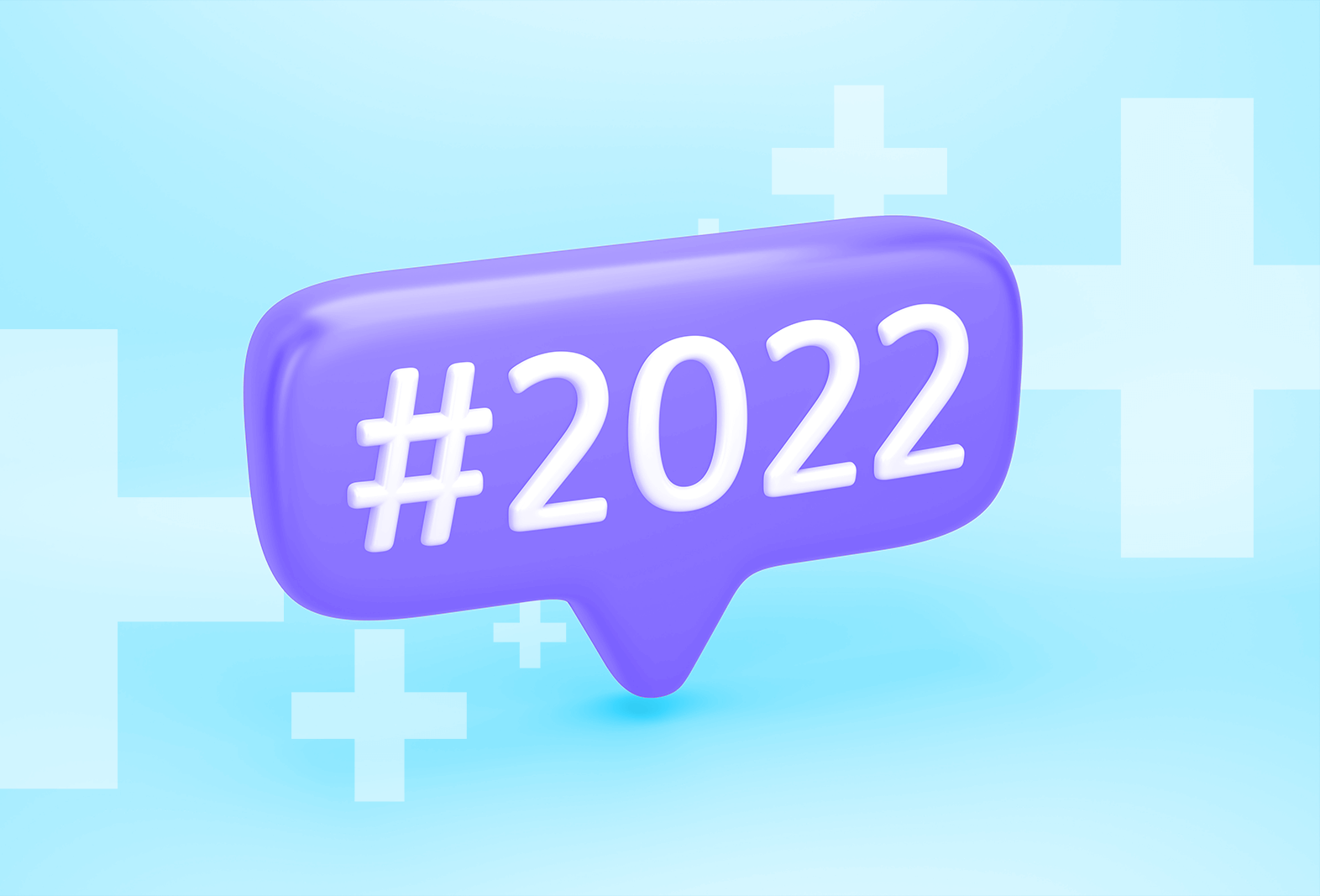 A 3D chat bubble with the word #2022 in it.