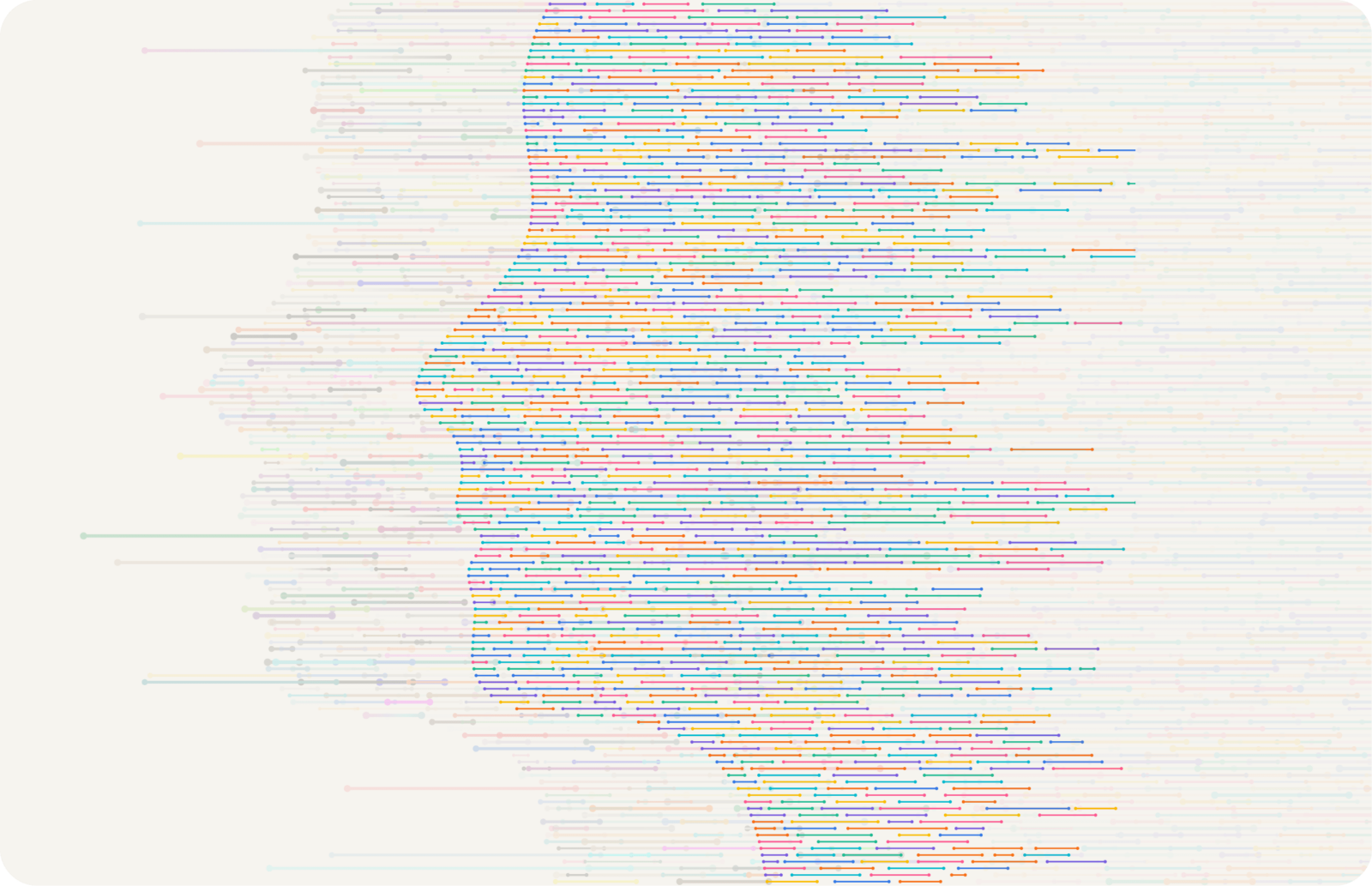 An illustration showing a face profile made up of many colorful points of data.